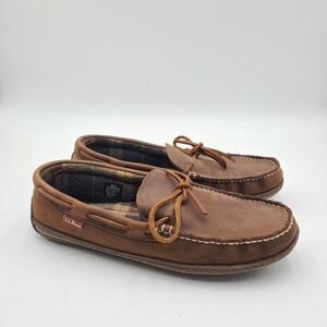 B2 LL Bean Men’s Handsewn Slippers, Flannel Lined Size 12 Moccasins